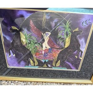 1996 Vintage fantasy Framed Print Picture Art Signed Si Si horses 21x17